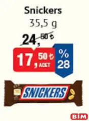 SNİCKERS ÇİKOATA 35.5 KG fiyat ve kampanya bilgisi